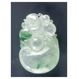 Burma Green Jadeite Carved Ruyi Pendant