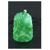 Chinese Emerald Green Jadeite Carved Pendant