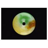 Very Fine Chinese Tri Tone Jadeite Round Pendant