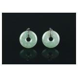 Pair of Chinese Celadon Green Jadeite Pendants