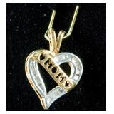 0.14ct Diamond "Mom" Heart Pendant CRV $625