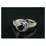 14k Gold 1.08ct Blue Diamond &0.29ct White Diamond