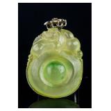 Burma Green Jadeite Carved Gourd Pendant