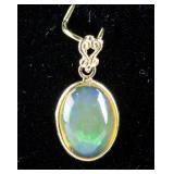 1.60ct Opal Heart Bail Pendant Yellow Gold Heart