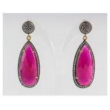 Gold Plated Ruby & Cubic Crystal Earrings CRV $833