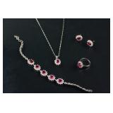 4 PC Chinese Ruby Jewellery Set with Certificate