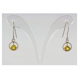 0.78ct Sapphire Gold Drop Earrings Yellow Sapphire