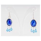 18.0ct Sapphire & Topaz Earrings CRV $1300