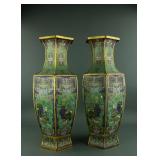Pair Chinese Fine Bronze Cloisonne Vases Xuande MK