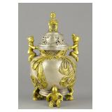 Chinese Silver & Gilt Gold Censer