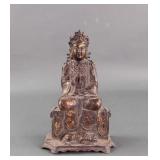 Chinese Gilt Bronze Manjushri Statue Qianlong Mark