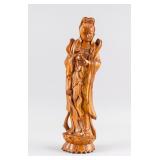 Chinese Wood Carved Standing Guanyin Statue