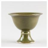 Chinese Tea Dust Porcelain Stem Cup Wanli Mark