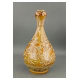 Chinese Brownish Glaze Porcelain Garlic Mouth Vase