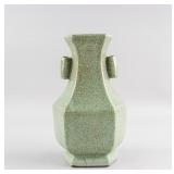 Chinese Guan Style Celadon Crackle Porcelain Vase