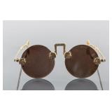 Chinese Vintage Folded Round Crystal Glasses