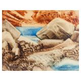 Unsigned Coastal Landscape Scene WC/Charcoal