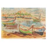 JEAN DUFY French 1888-1964 Pastel Harbour Scene