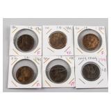 1880-1199 Assorted Hong Kong 1 Cents Coins 6 PC