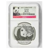 2011 Chinese 10 Dollar Panda Silver Coin NGC MS70