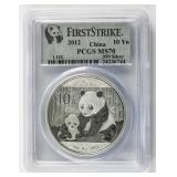 2012 Chinese 10 Dollar Panda Silver Coin PCGS MS70