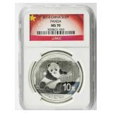 2014 Chinese 10 Dollar Panda Silver Coin NGC MS70