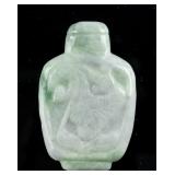 A Fine Green & White Jadeite Snuff Bottle