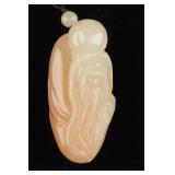 Chinese Peach Hardstone Longevity Man Toggle