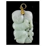 A Very Fine White & Green Jadeite Pendant