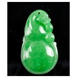 Burma Green Jadeite Carved Dragon Pendant