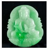 Burma Green Jadeite Carved Guanyin Pendant