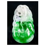 Burma Green Jadeite Carved Lingzhi Pendant