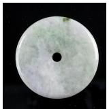 Emerald Green Jadeite Carved Bi Disc Pendant