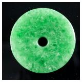 Emerald Green Jadeite Carved Bi Disc Pendant