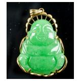 Emerald Green Jadeite Pendant 14K Gold Bail