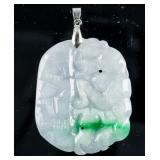 Very Fine Apple Green Jadeite Carved Pendant