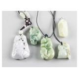 Five Assorted Burma Jadeite Carved Pendants