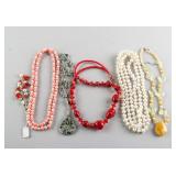 Six Assorted Necklaces and Bead Pendants