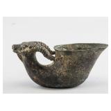 Chinese Bronze Ram Head Horn Wine Pot