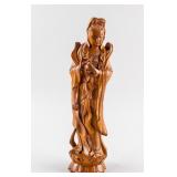 Chinese Boxwood Carved Guanyin Statue