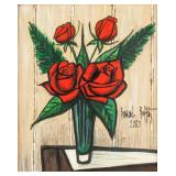 Illegibly Signed Oil Canvas Still Bouquet of Roses