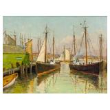 CH JOHNSON American 1874 OOB Sailboats in Harbor