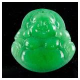 Chinese Green Hardstone Happy Buddha Pendant