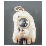 Chinese Hard Stone Carved Buddha Foot Pendant