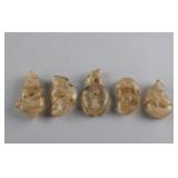 Five Pieces of Chinese Agate Carved Dragons