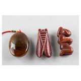 3 PC Chinese Agate Carved Pendant