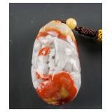 Chinese Two Tone Hardstone Carved Fu Mouse Toggle