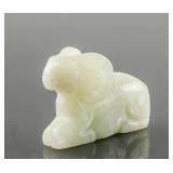 Chinese White Hardstone Carved Ram Toggle