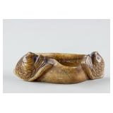 Chinese Yellow Hardstone Carved Fish Water Pot