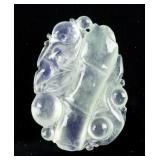 Burmay Icy Green Jadeite Carved Bamboo Pendant
